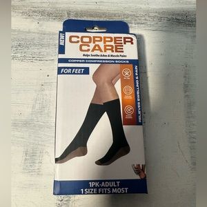 Copper care black compression socks adults one size new